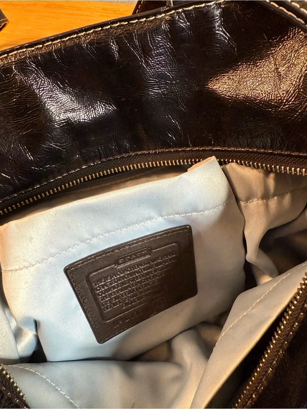 Coach Black Leather Embossed Tote with Hang Tag